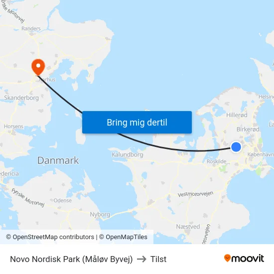 Novo Nordisk Park (Måløv Byvej) to Tilst map