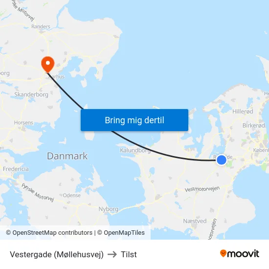 Vestergade (Møllehusvej) to Tilst map