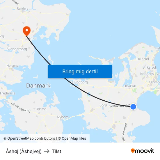 Åshøj (Åshøjvej) to Tilst map