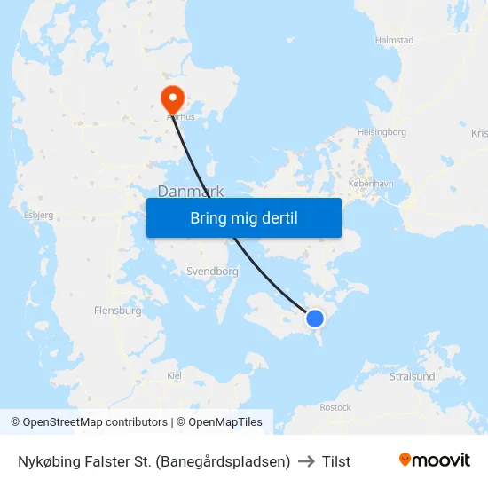 Nykøbing Falster St. (Banegårdspladsen) to Tilst map