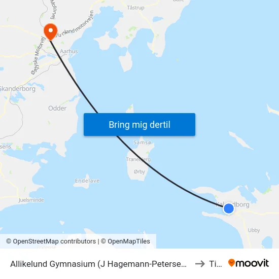Allikelund Gymnasium (J Hagemann-Petersens Allé) to Tilst map