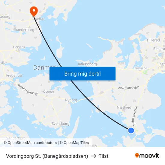 Vordingborg St. (Banegårdspladsen) to Tilst map