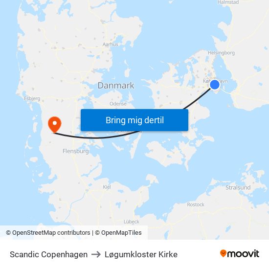 Scandic Copenhagen to Løgumkloster Kirke map
