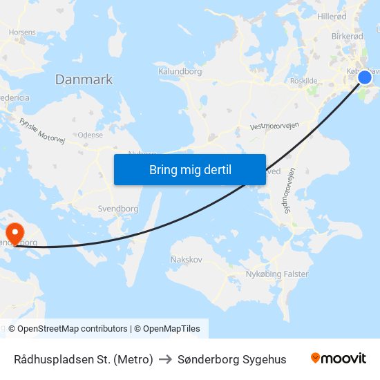 Rådhuspladsen St. (Metro) to Sønderborg Sygehus map