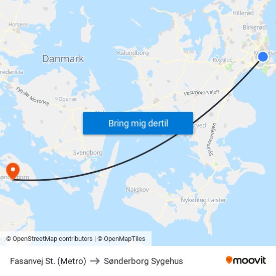 Fasanvej St. (Metro) to Sønderborg Sygehus map