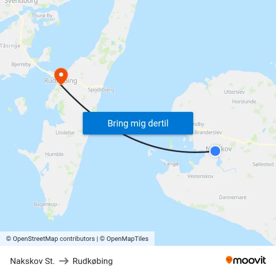 Nakskov St. to Rudkøbing map