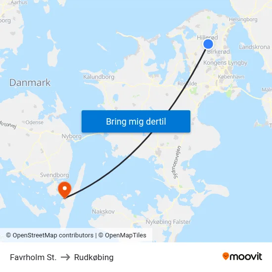 Favrholm St. to Rudkøbing map