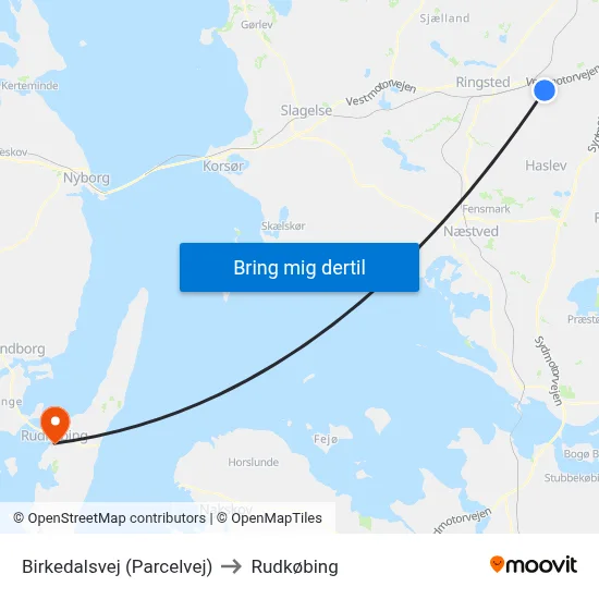 Birkedalsvej (Parcelvej) to Rudkøbing map
