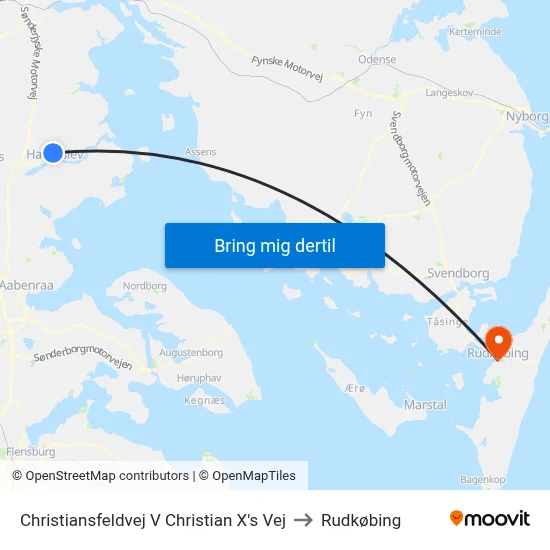 Christiansfeldvej V Christian X's Vej to Rudkøbing map