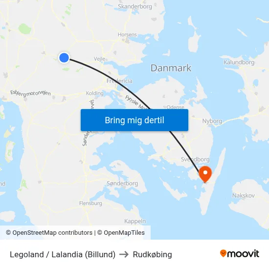Legoland / Lalandia (Billund) to Rudkøbing map