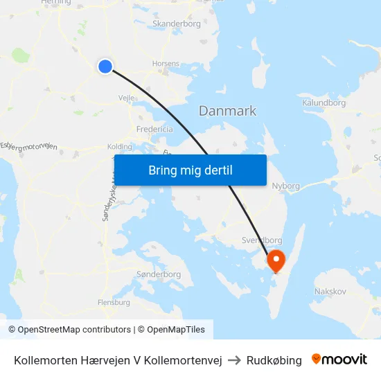 Kollemorten Hærvejen V Kollemortenvej to Rudkøbing map