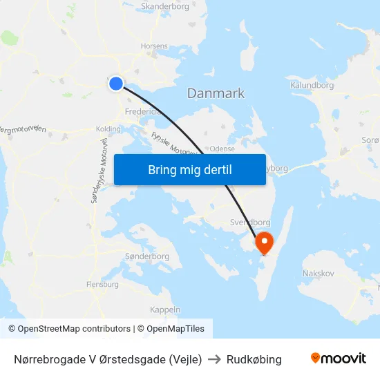 Nørrebrogade V Ørstedsgade (Vejle) to Rudkøbing map