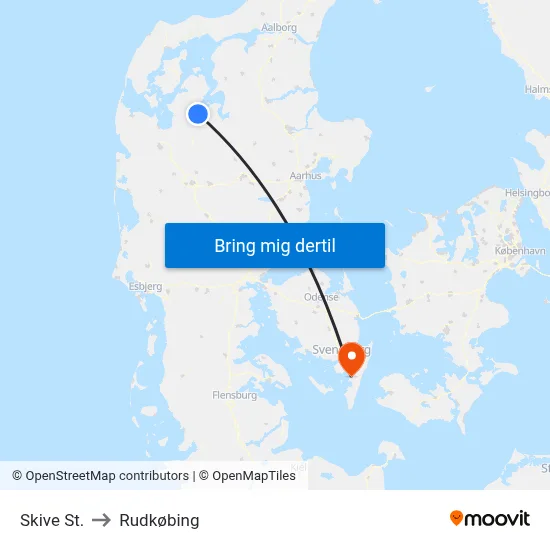 Skive St. to Rudkøbing map