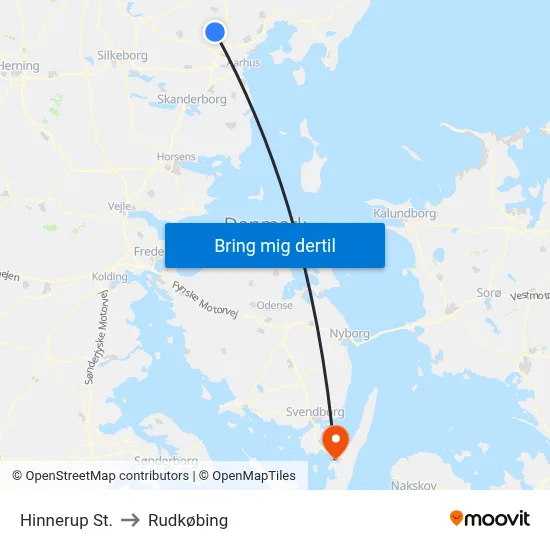 Hinnerup St. to Rudkøbing map