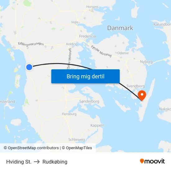 Hviding St. to Rudkøbing map