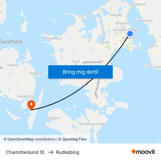 Charlottenlund St. to Rudkøbing map