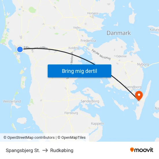 Spangsbjerg St. to Rudkøbing map