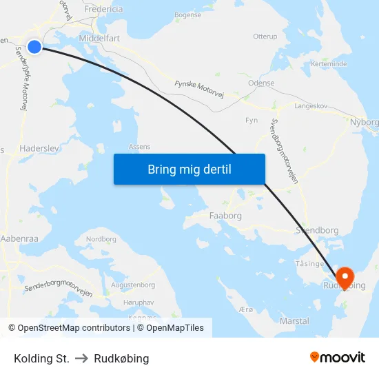 Kolding St. to Rudkøbing map