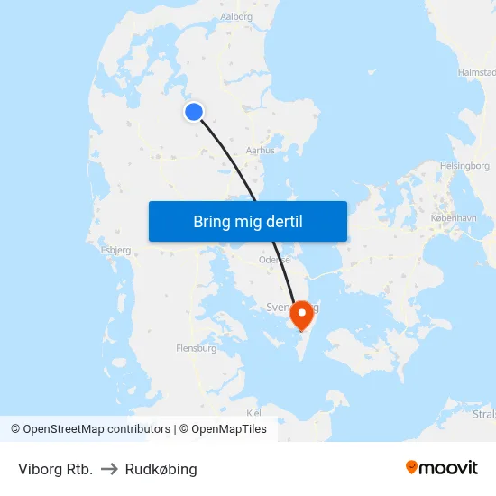 Viborg Rtb. to Rudkøbing map