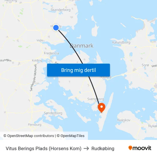 Vitus Berings Plads (Horsens Kom) to Rudkøbing map