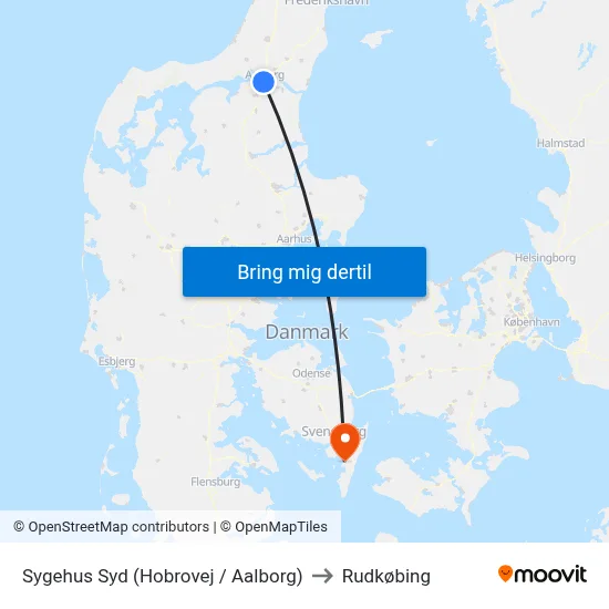 Sygehus Syd (Hobrovej / Aalborg) to Rudkøbing map