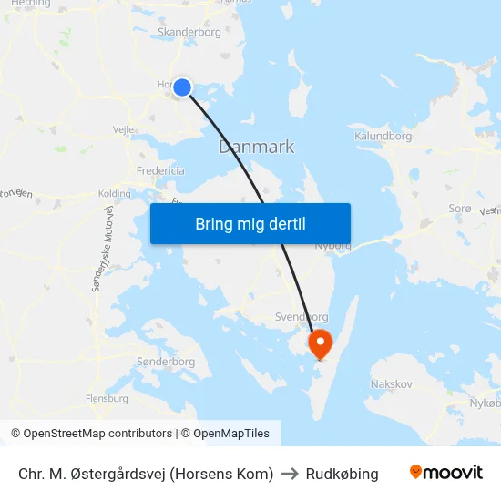 Chr. M. Østergårdsvej (Horsens Kom) to Rudkøbing map
