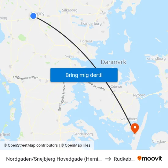 Nordgaden/Snejbjerg Hovedgade (Herning Kom) to Rudkøbing map