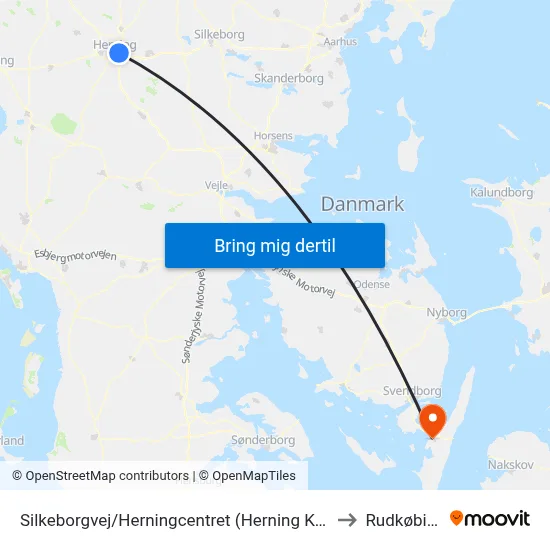 Silkeborgvej/Herningcentret (Herning Kom) to Rudkøbing map