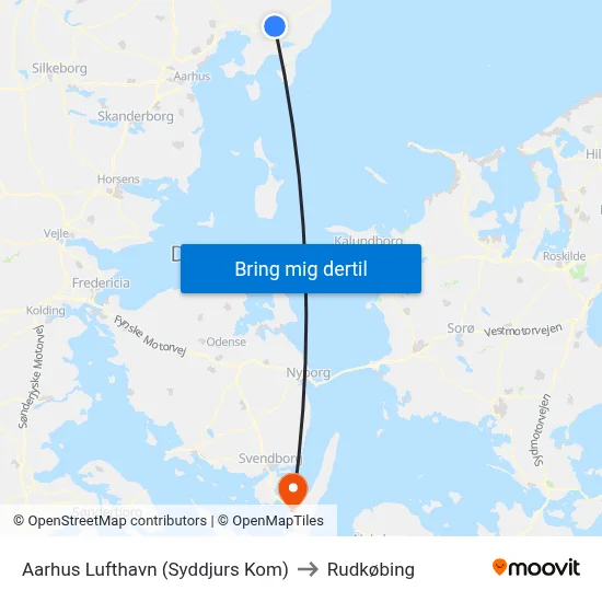 Aarhus Lufthavn to Rudkøbing map