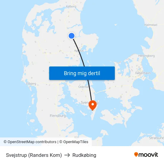 Svejstrup (Randers Kom) to Rudkøbing map