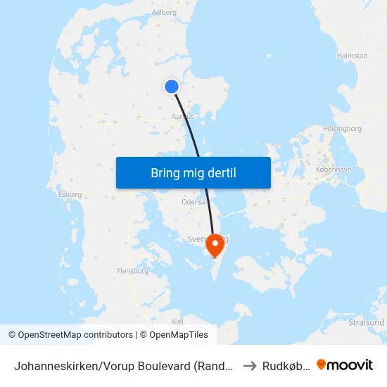 Johanneskirken/Vorup Boulevard (Randers Kom) to Rudkøbing map