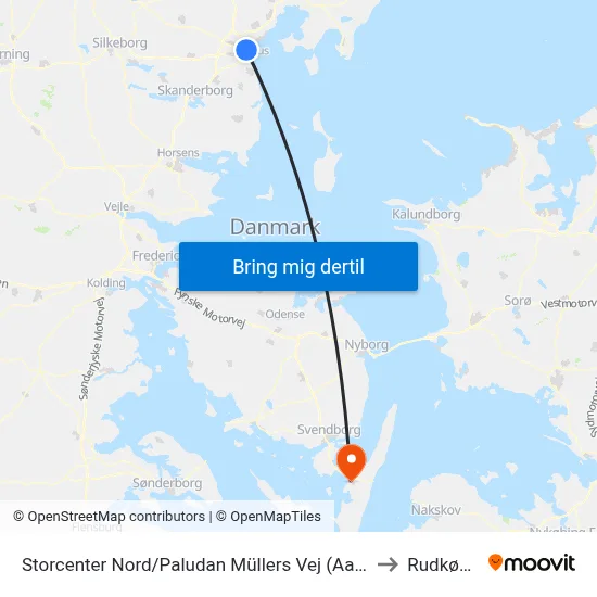 Storcenter Nord/Paludan Müllers Vej (Aarhus Kom) to Rudkøbing map