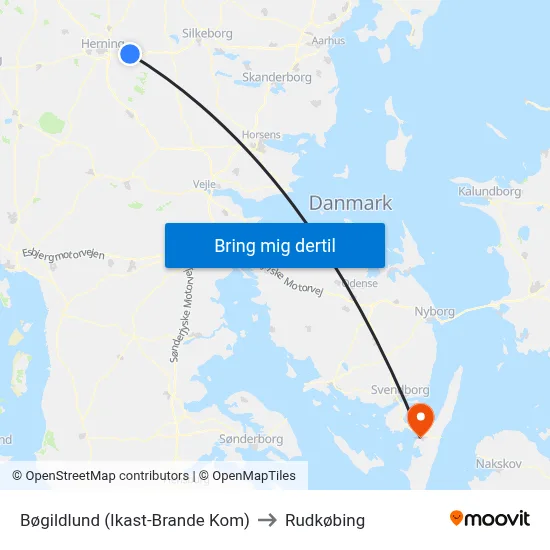 Bøgildlund (Ikast-Brande Kom) to Rudkøbing map