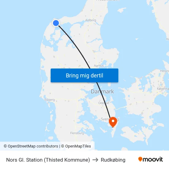 Nors Gl. Station (Thisted Kommune) to Rudkøbing map