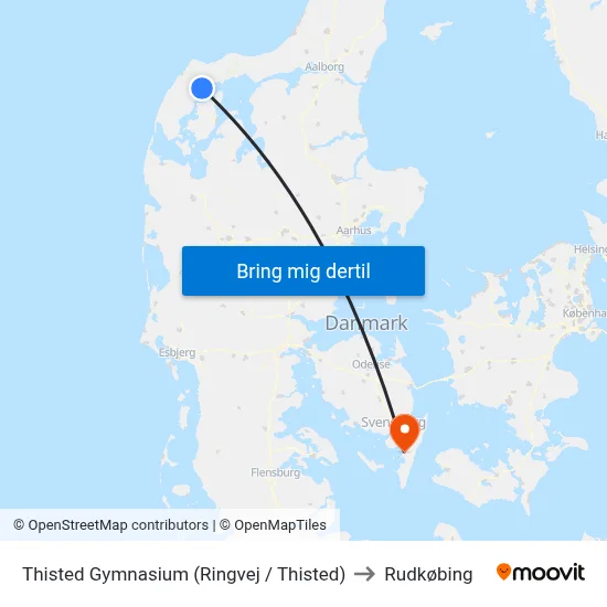 Thisted Gymnasium (Ringvej / Thisted) to Rudkøbing map
