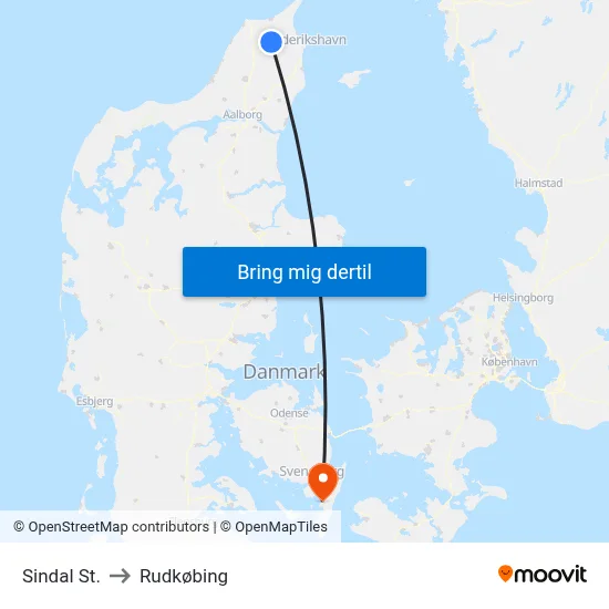 Sindal St. to Rudkøbing map