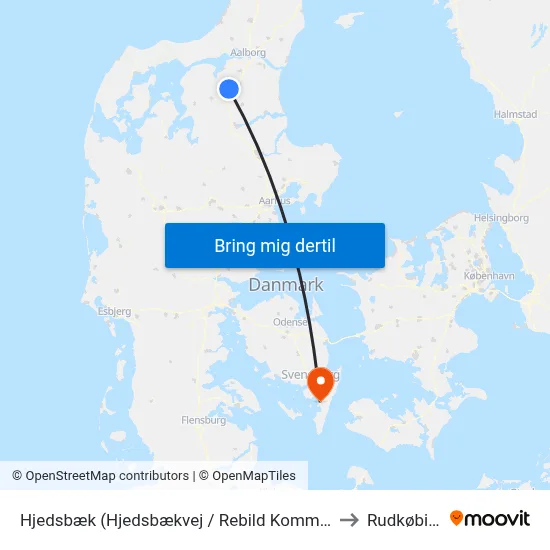 Hjedsbæk (Hjedsbækvej / Rebild Kommune) to Rudkøbing map