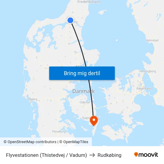 Flyvestationen (Thistedvej / Vadum) to Rudkøbing map