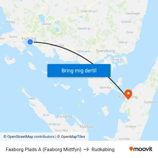 Faaborg Plads A (Faaborg Midtfyn) to Rudkøbing map