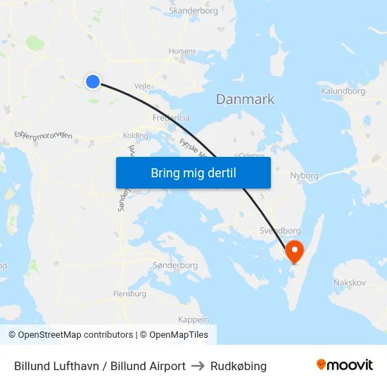 Billund Lufthavn / Billund Airport to Rudkøbing map
