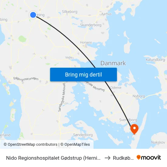 Nido Regionshospitalet Gødstrup (Herning Kom) to Rudkøbing map