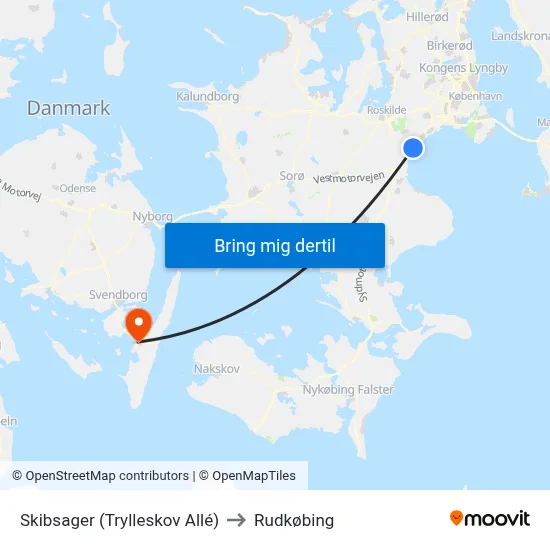 Skibsager (Trylleskov Allé) to Rudkøbing map