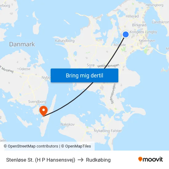 Stenløse St. (H P Hansensvej) to Rudkøbing map