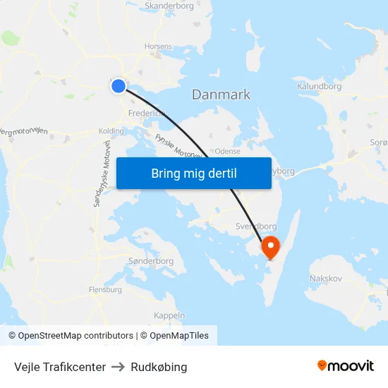 Vejle Trafikcenter to Rudkøbing map