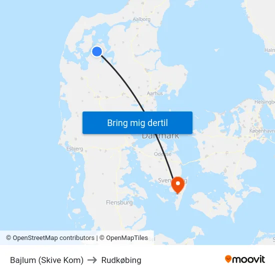 Bajlum (Skive Kom) to Rudkøbing map
