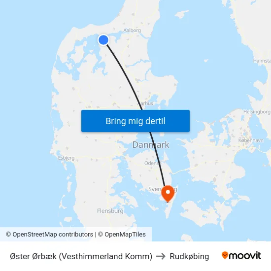 Øster Ørbæk (Vesthimmerland Komm) to Rudkøbing map