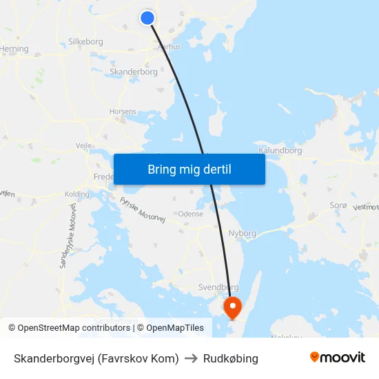 Skanderborgvej (Favrskov Kom) to Rudkøbing map