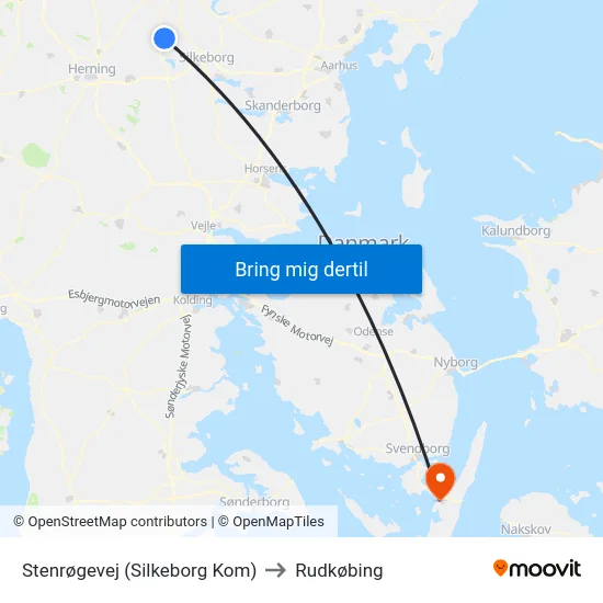 Stenrøgevej (Silkeborg Kom) to Rudkøbing map