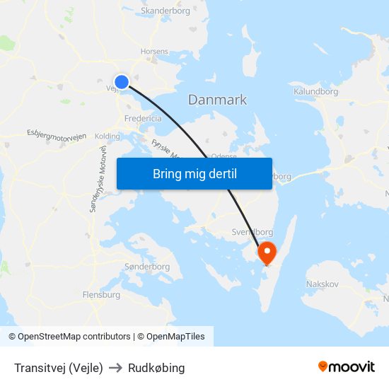 Transitvej (Vejle) to Rudkøbing map