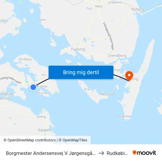 Borgmester Andersensvej V Jørgensgård to Rudkøbing map